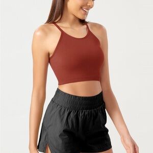 Women's Rust Ribbed Crop Top